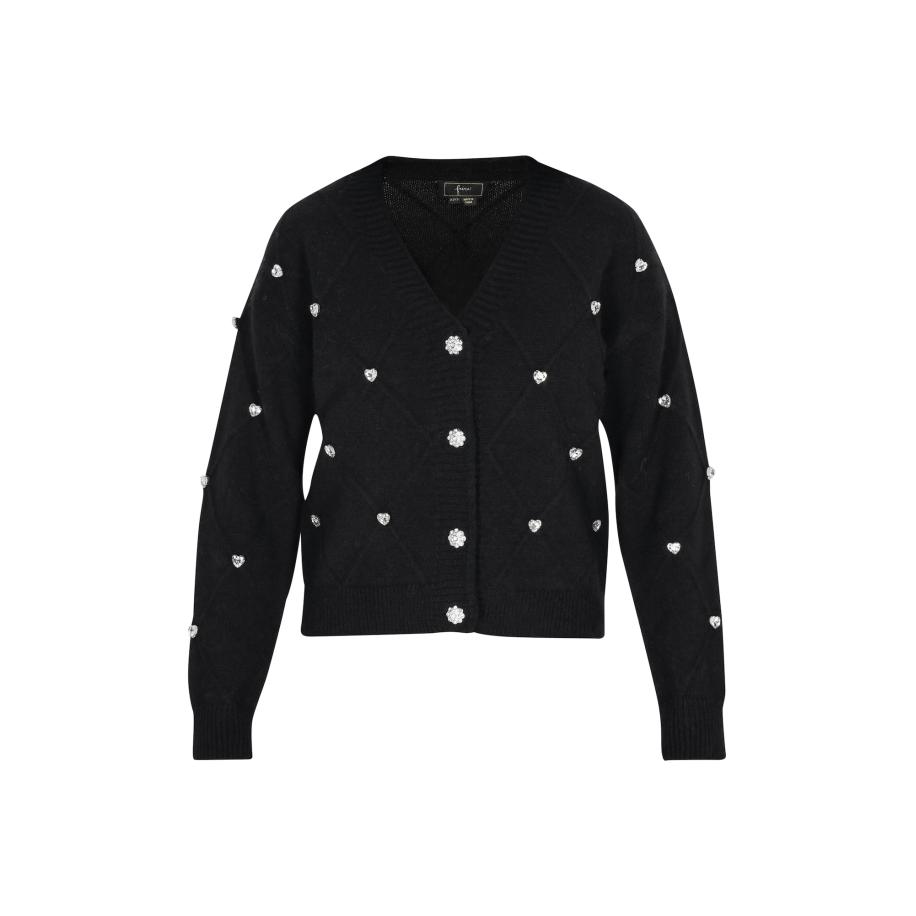 Faina faina Gebreid vest zwart / transparant -