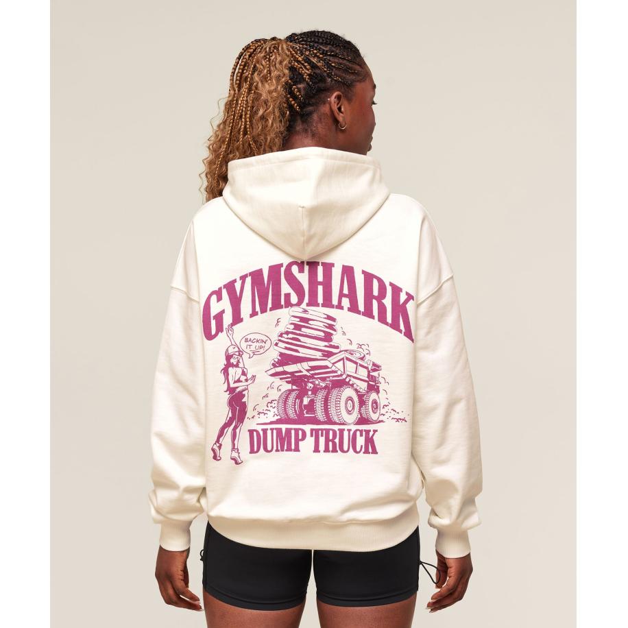 Gymshark Dump Truck Graphic Hoodie Soft White Wit