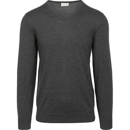Profuomo Pullover V-Hals Merinowol Antraciet