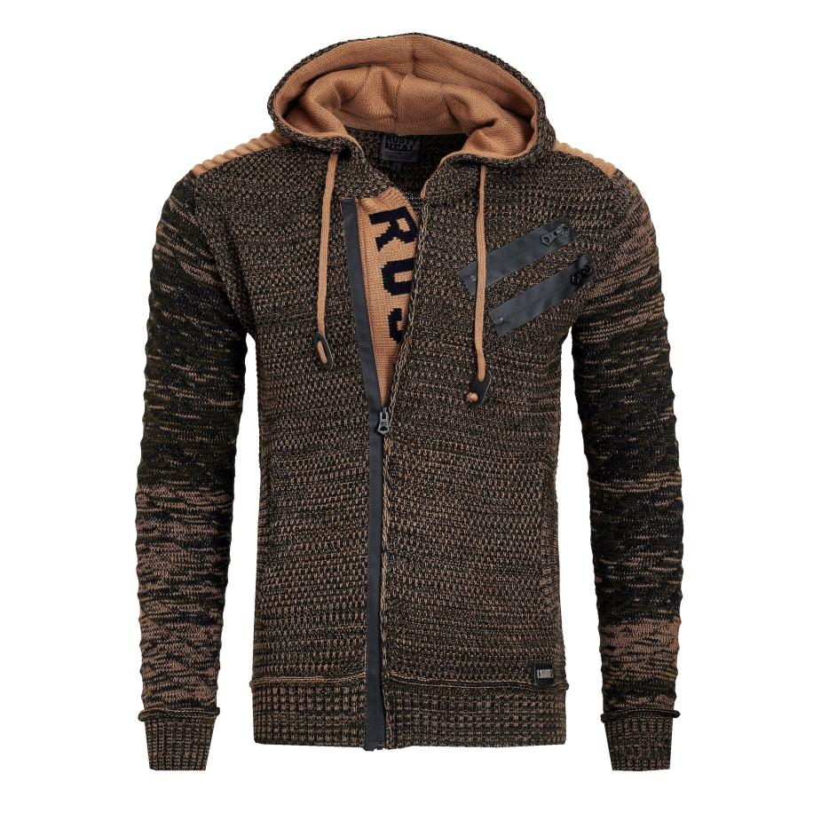 Rusty Neal Rusty Neal Gebreid vest kaki -