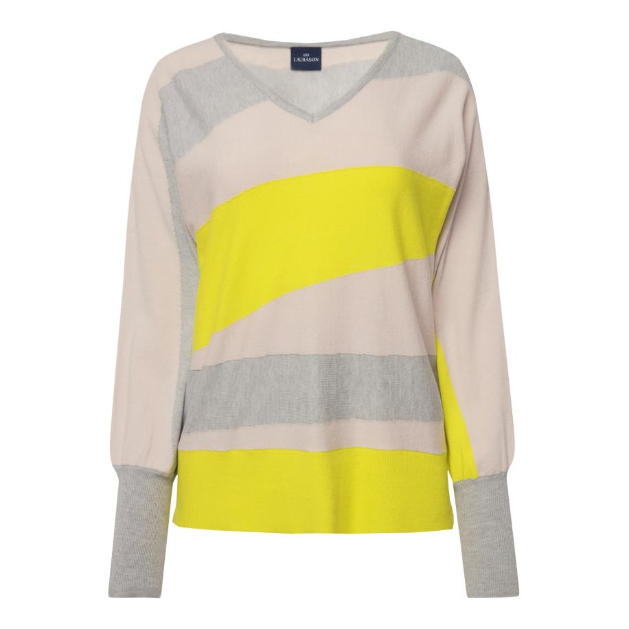 LAURASØN LAURASØN Trui beige / neongeel / grijs -