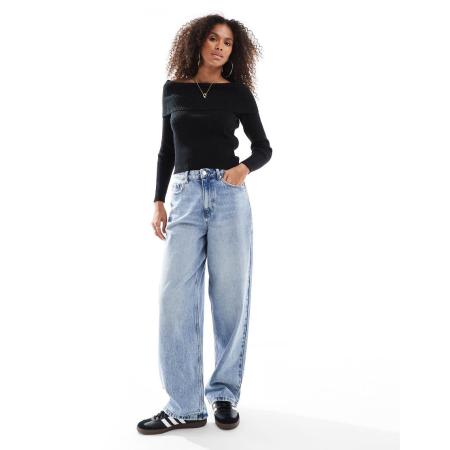 Only Gebreide trui met blote schouders in zwart