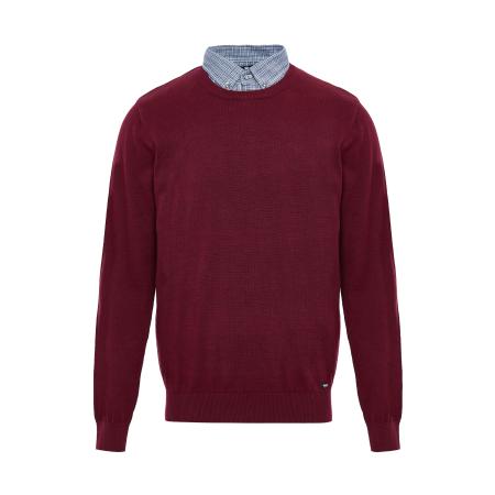 Threadbare Threadbare Trui Gibbs blauw / bourgogne / wit