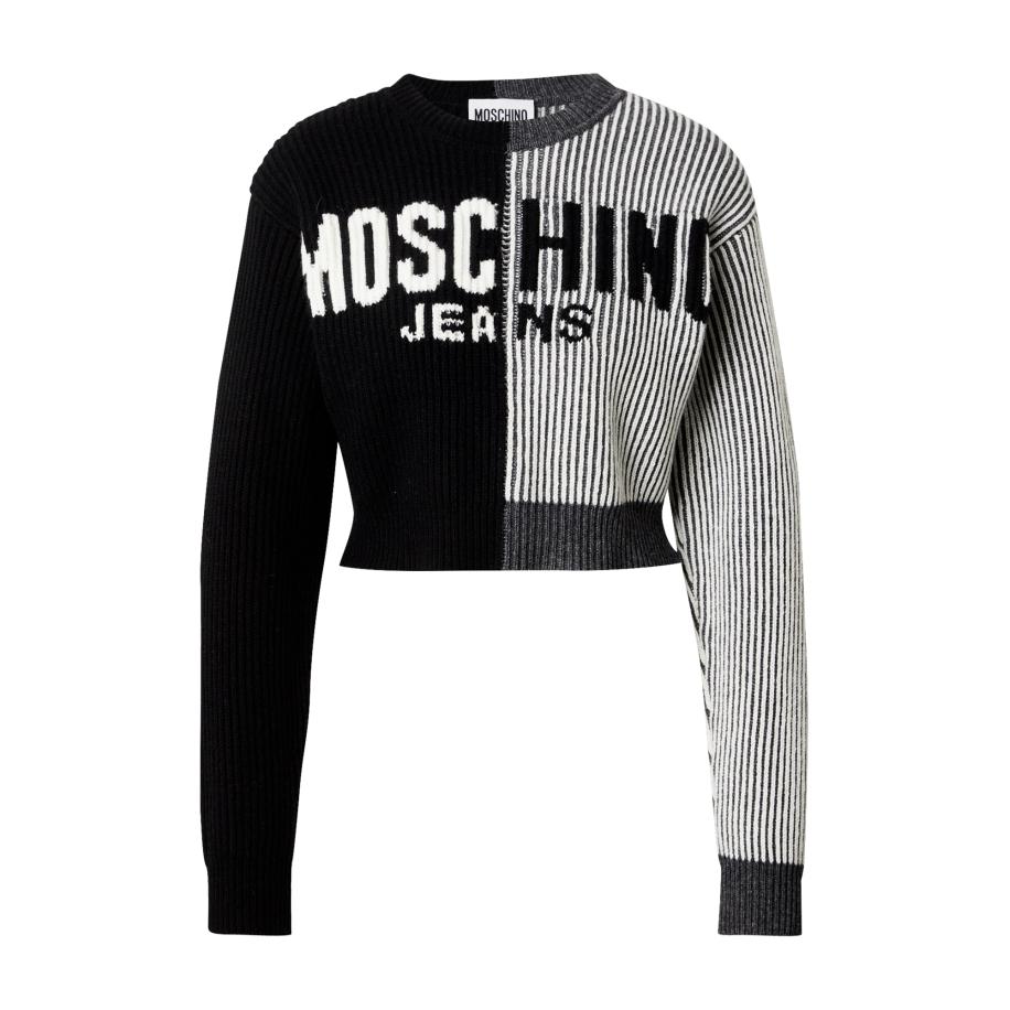 Moschino Jeans Trui grijs gemêleerd / zwart / wit Zwart