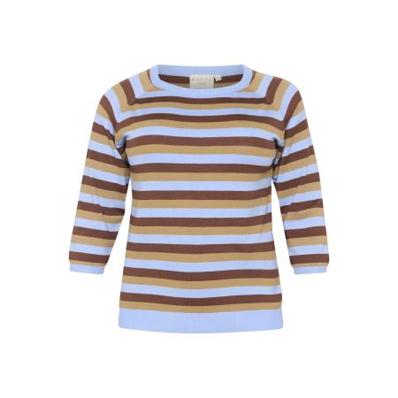 KAFFE CURVE Trui Tilda beige / hemelsblauw / bruin