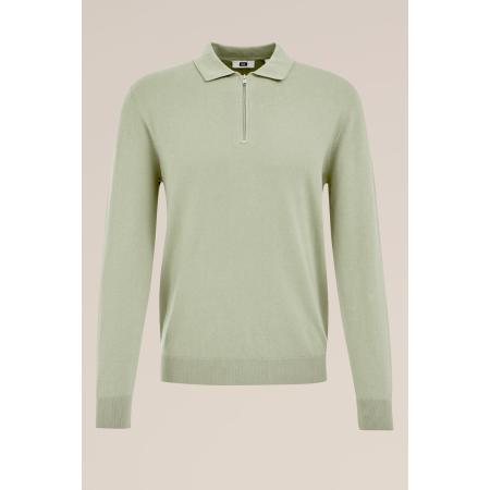 WE Fashion Heren trui met rits - Slim Fit - Lichtgroen - Katoen - Maat: XS
