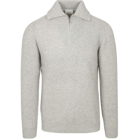 Profuomo Half Zip Pullover Merinowol Melange Grijs