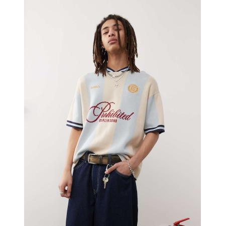 Prohibited - Gebreide trui met korte mouwen in blauw