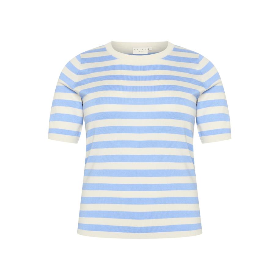 KAFFE CURVE Trui Malia beige / hemelsblauw Blauw