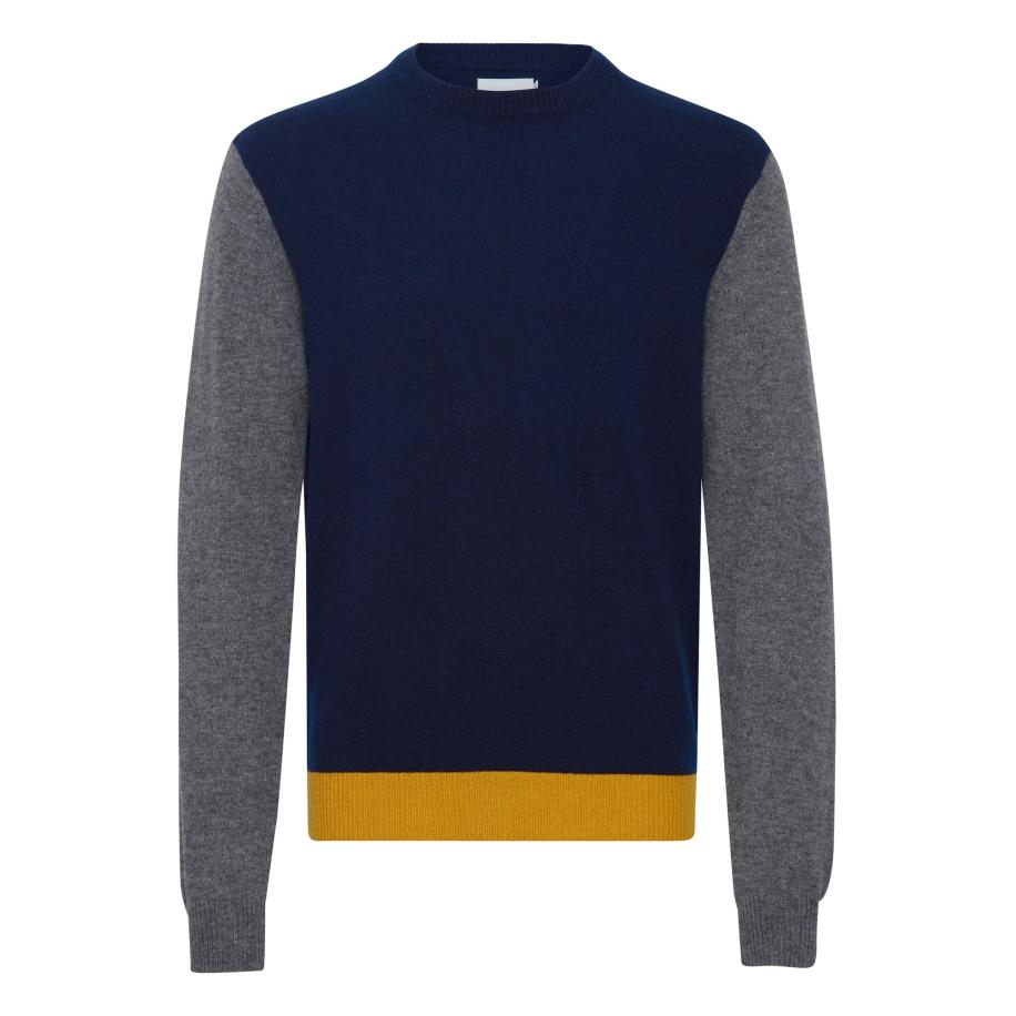 Casual Friday Casual Friday Trui Karl donkerblauw / geel / grijs gemêleerd -