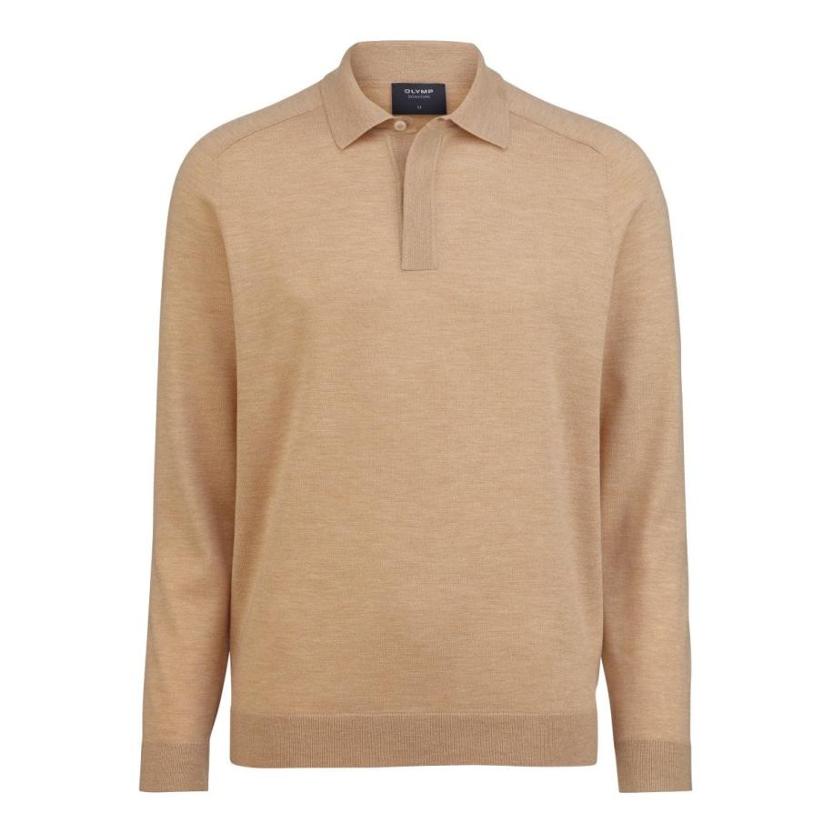OLYMP SIGNATURE Soft Business Trui Polokraag caramel, Effen Bruin
