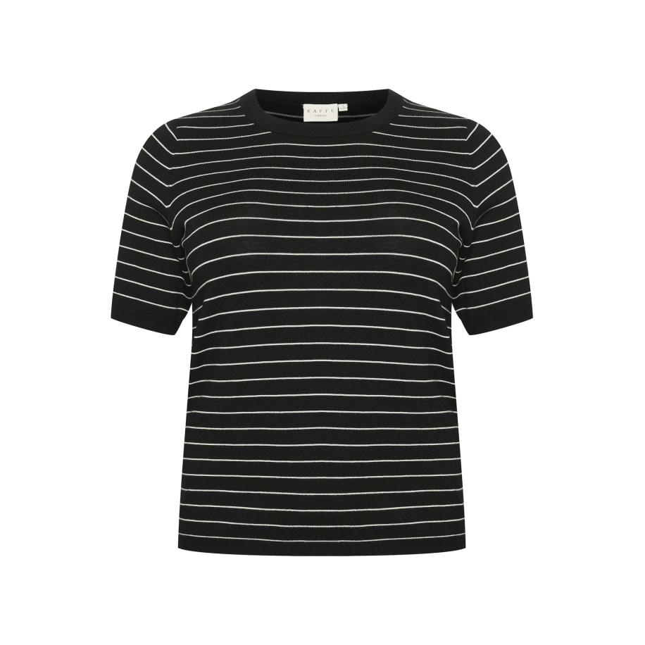 KAFFE CURVE Trui Malia zwart / wit Zwart