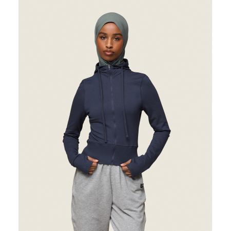 Gymshark GS x Leana Deeb Hooded Midi Top Midnight Blue