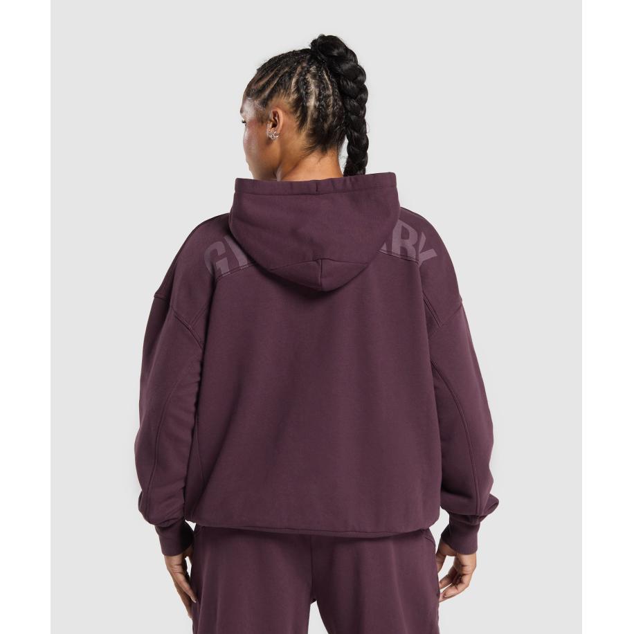 Gymshark Power Oversized Zip Hoodie Depth Purple Paars