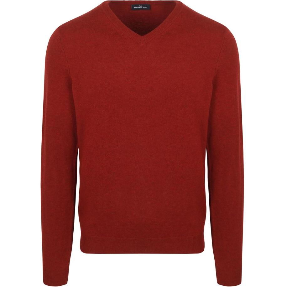 Steppin' Out Pullover V-hals Merinowol Rood Rood