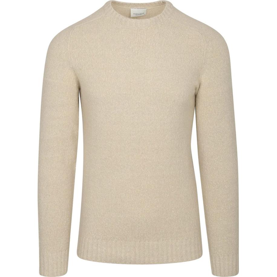 Profuomo Pullover Boiled Wool Ecru Bruin