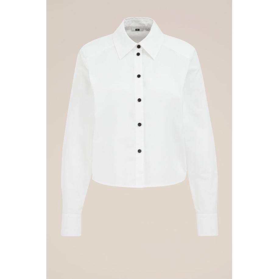 WE Studio dames cropped blouse - Regular fit - Wit - Biologisch katoen - Maat: M Wit