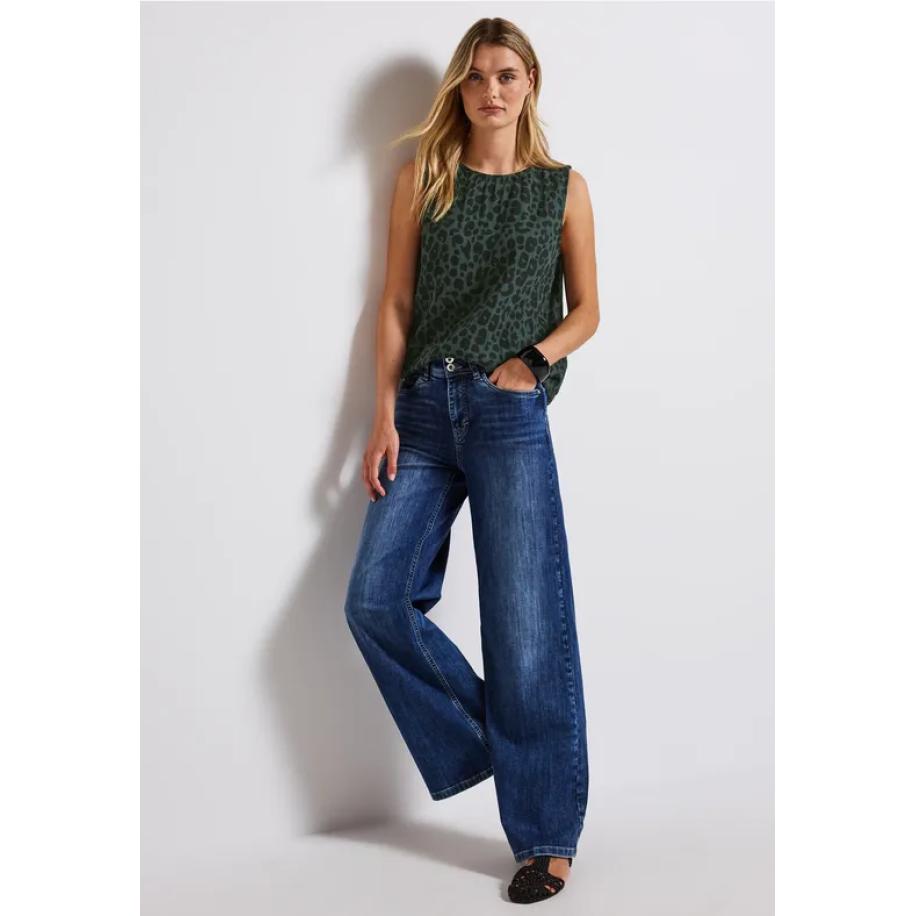 Street One Mousseline blouse top met print Groen