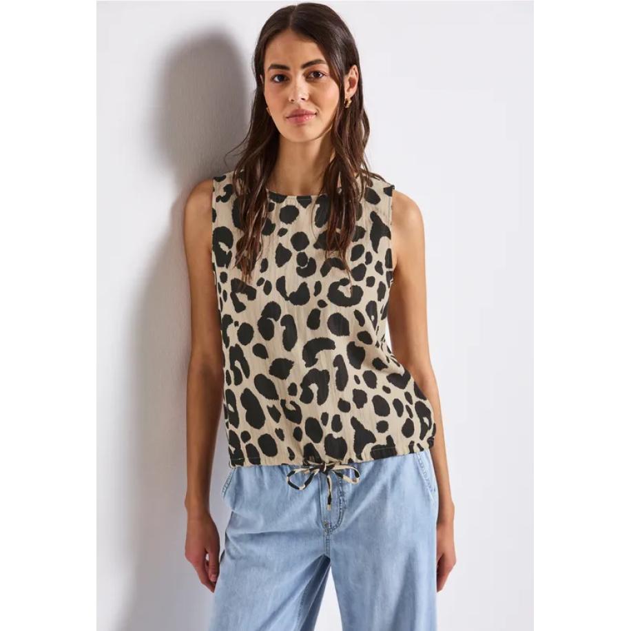 Street One Mousseline blouse top met print Bruin