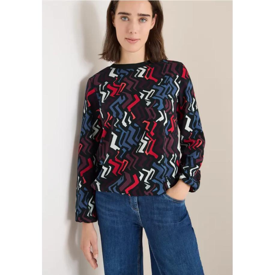 CECIL Blouse met print en glitter - Zwart