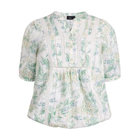 Zizzi Zizzi Blouse Gitte lichtblauw / geel / pastelgroen / wit