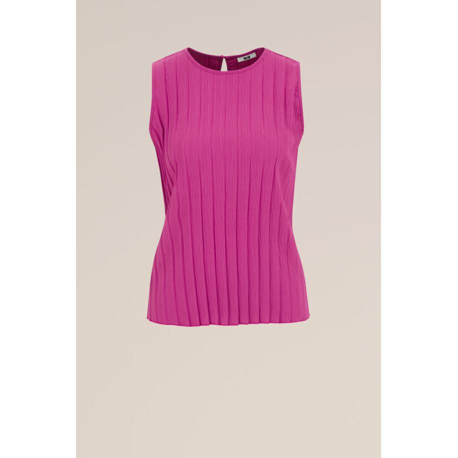 WE Fashion Dames plissé top - Regular fit - Paars - Maat: S Paars