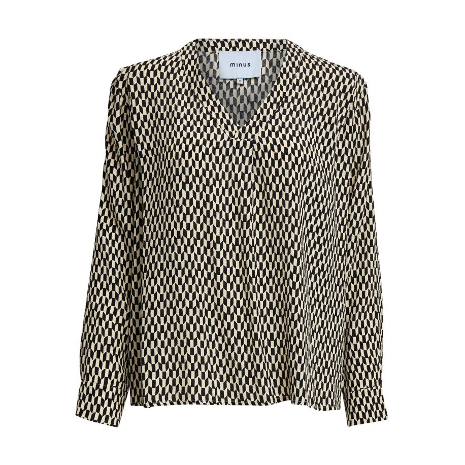 Minus minus Blouse Lasina beige / zwart -