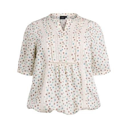 Zizzi Zizzi Blouse Gitte lichtblauw / bruin / pastelgroen / wit