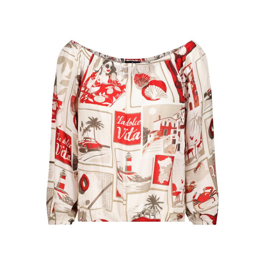 Monari monari Blouse beige / crème / rood -