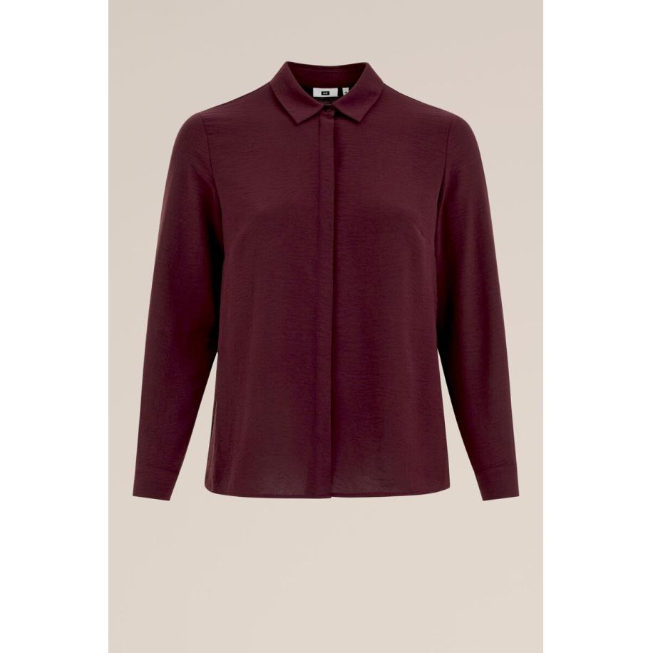 WE Fashion Dames regular fit blouse - Curve - Regular fit - Aubergine - Plus Size Maat: 44 Paars