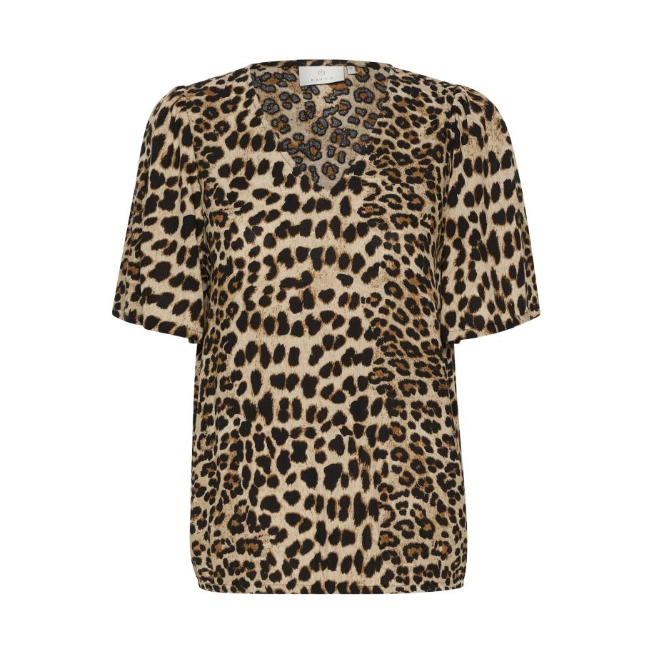 Kaffe Blouse Ariana beige / bruin / zwart Bruin