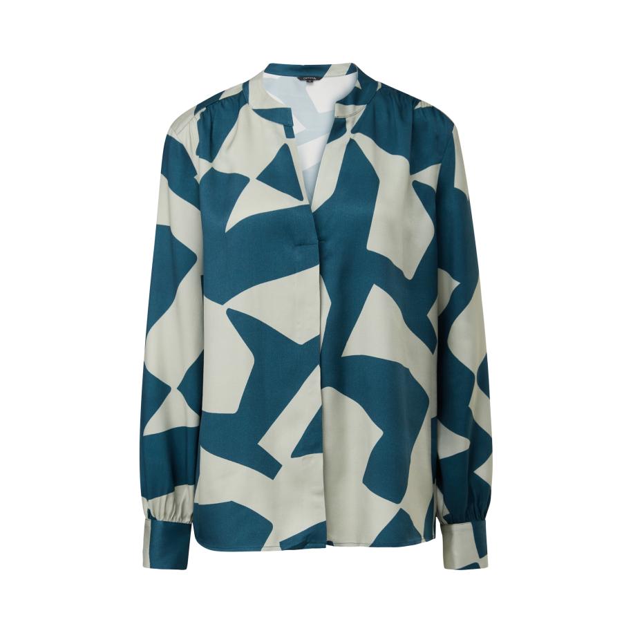 Comma COMMA Blouse donkerblauw / pastelgroen -