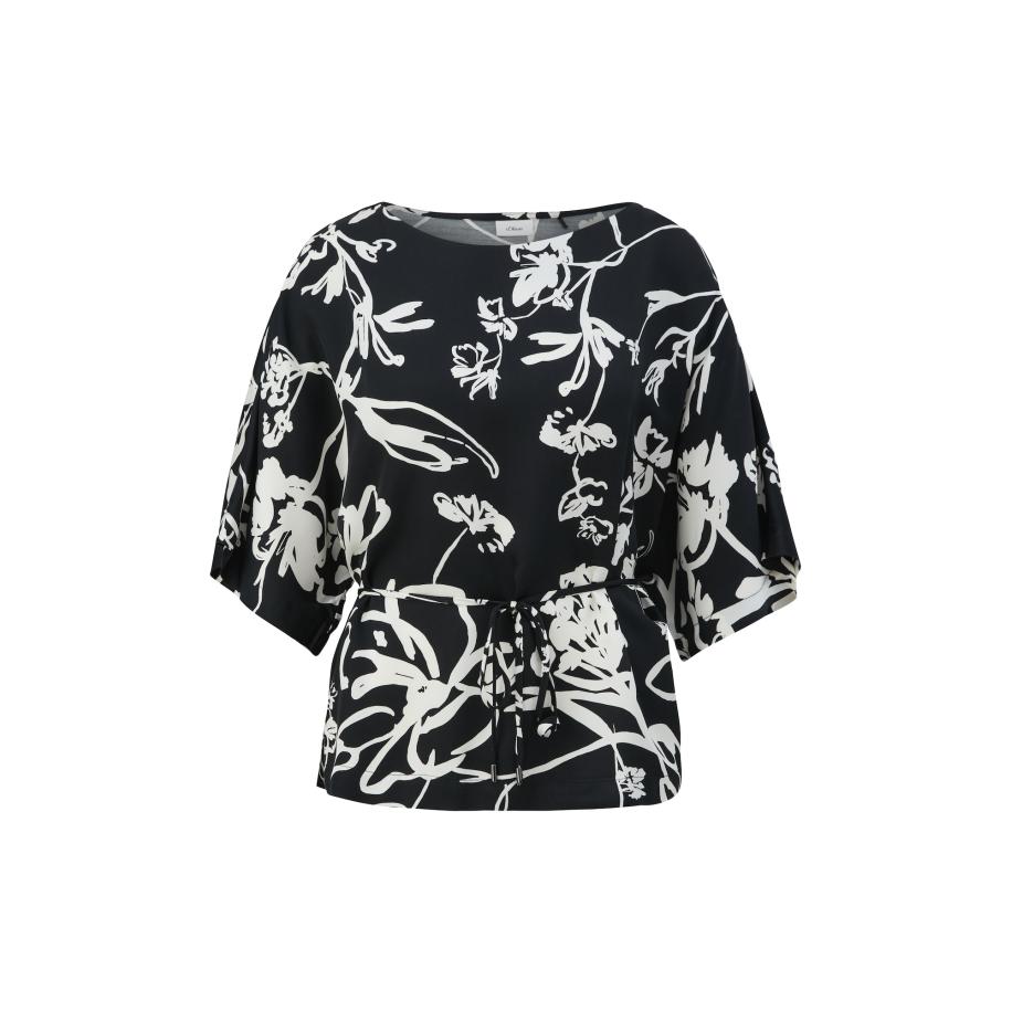 s.Oliver BLACK LABEL Blouse zwart / wit Zwart