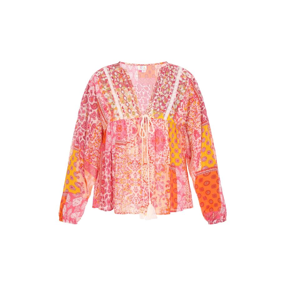 IZIA IZIA Blouse Boho curry / oranje / pink / wit -
