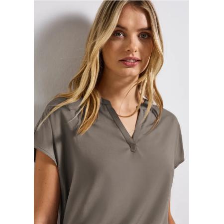 Street One Blouse met gespleten hals in effen kleur