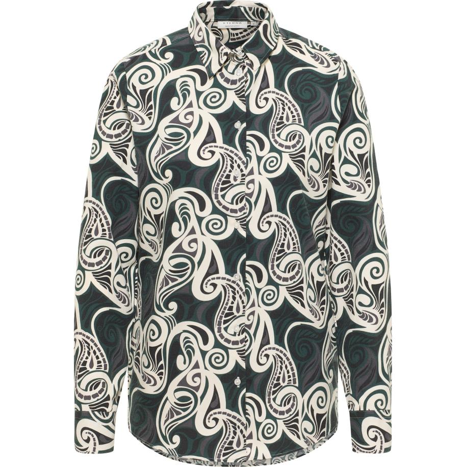 Eterna ETERNA Blouse crème / donkergroen / zwart -