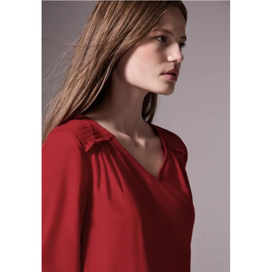 Street One Blouse met smokdetail Rood