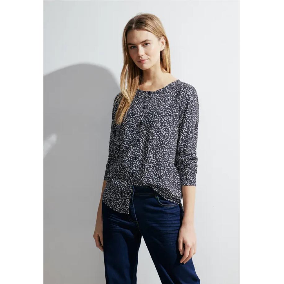 CECIL Dobby viscose blouse Blauw