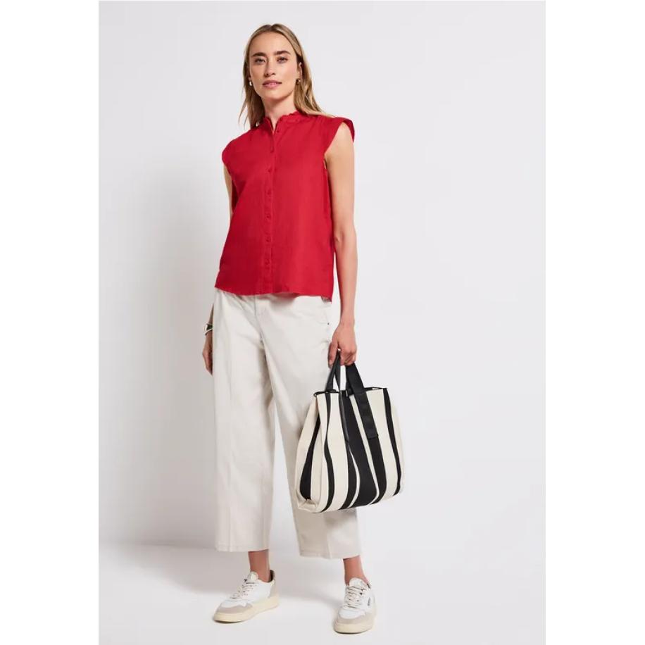 Street One Linnen blouse met ruches Rood