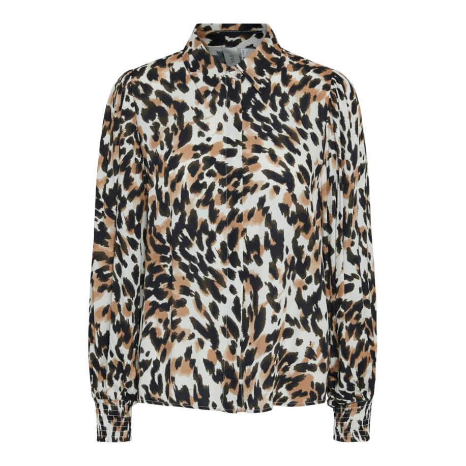 YAS YAS Blouse YASALIRA lichtbruin / zwart / wit -