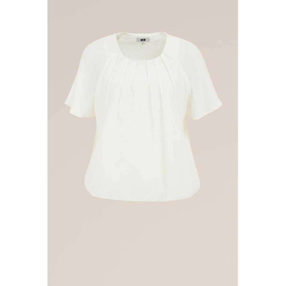 WE Fashion Dames blouse met plooidetail - Loose fit - Gebroken wit - Viscose - Maat: S Wit