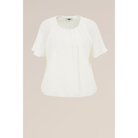 WE Fashion Dames blouse met plooidetail - Loose fit - Gebroken wit - Viscose - Maat: S