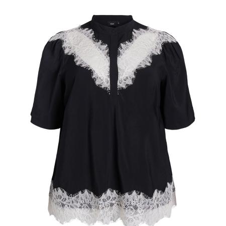 Zizzi Zizzi Blouse Mclaru zwart / wit