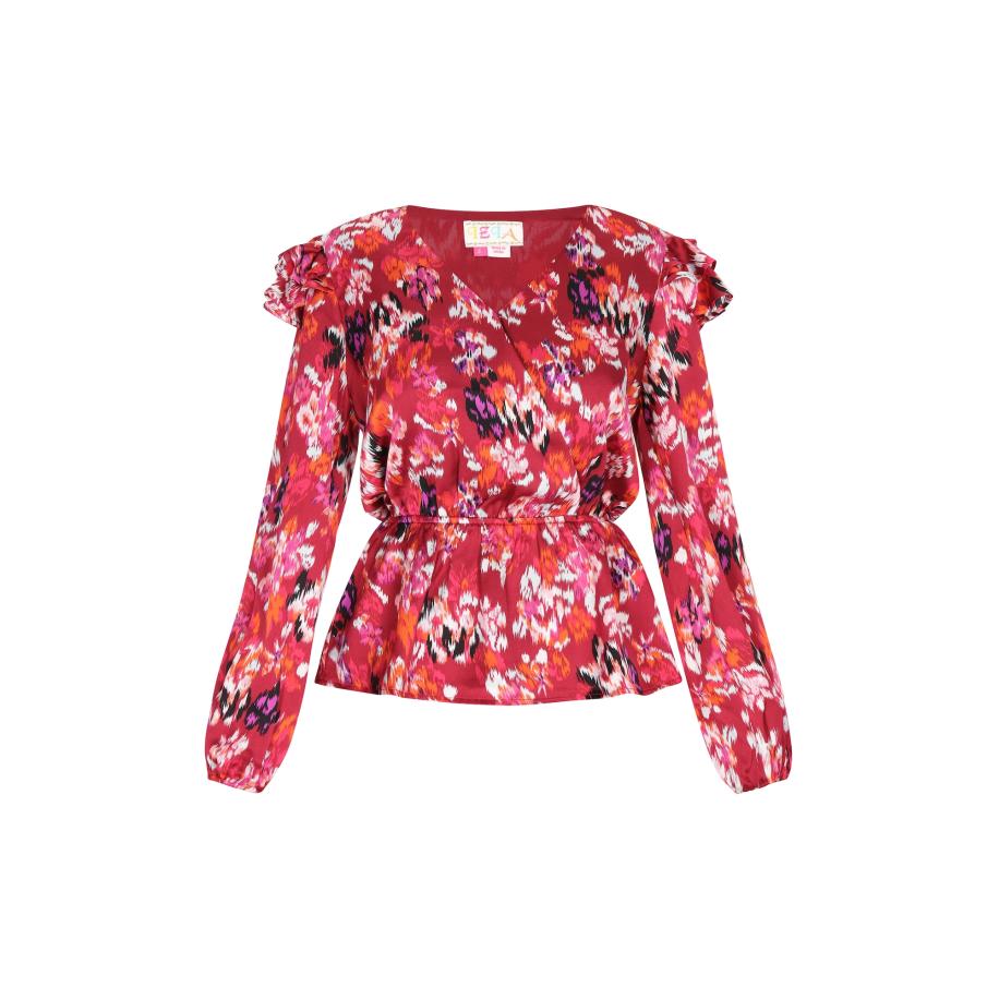 IZIA IZIA Blouse oranje / magenta / zwart / wit -