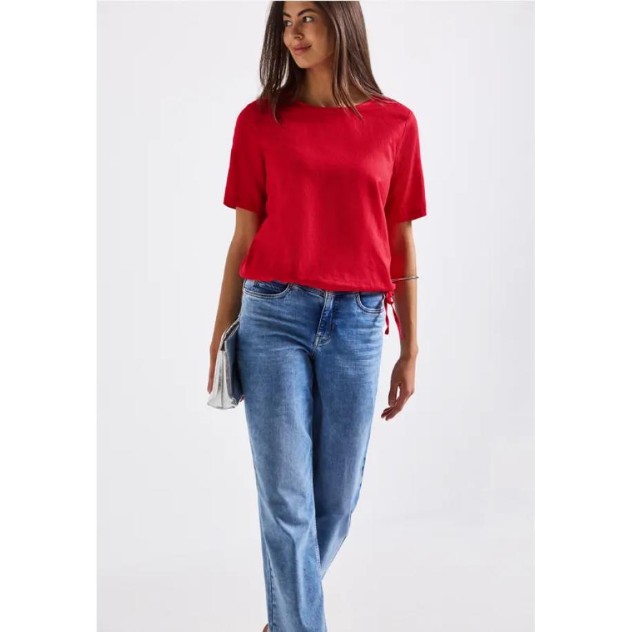 Street One Blouse shirt met trekkoord Rood