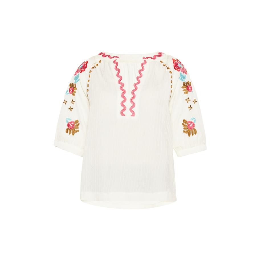 Gaya Gaya Blouse Festival crème / lichtblauw / olijfgroen / donkerroze -