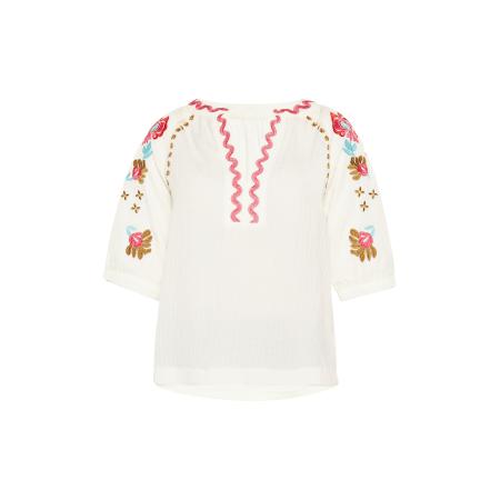 Gaya Gaya Blouse Festival crème / lichtblauw / olijfgroen / donkerroze