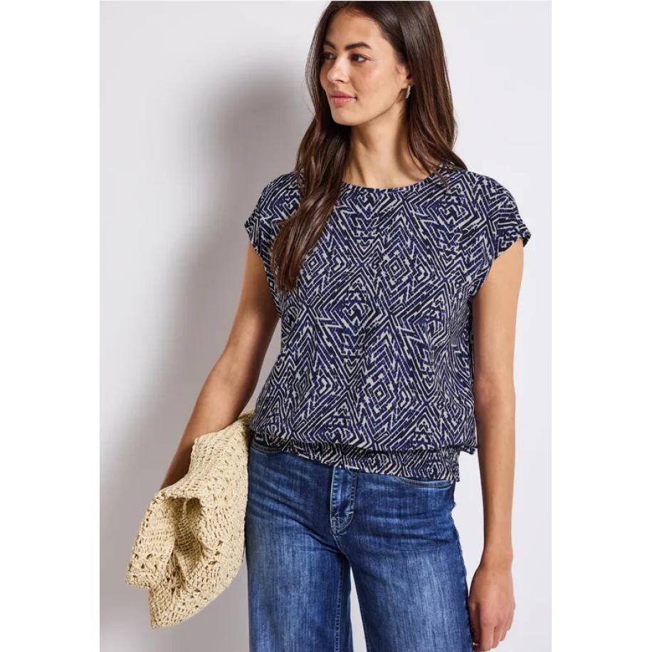 Street One Blouse met gesmokte zoom Blauw