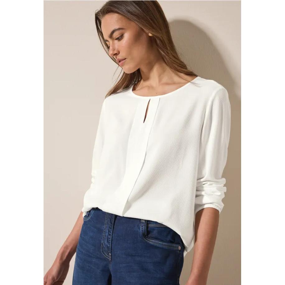 CECIL blouse van structuurmix Wit