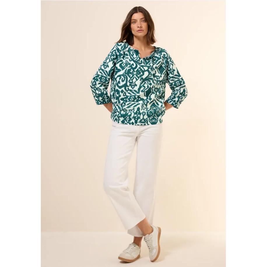 CECIL Blouse met linnen inhoud Groen